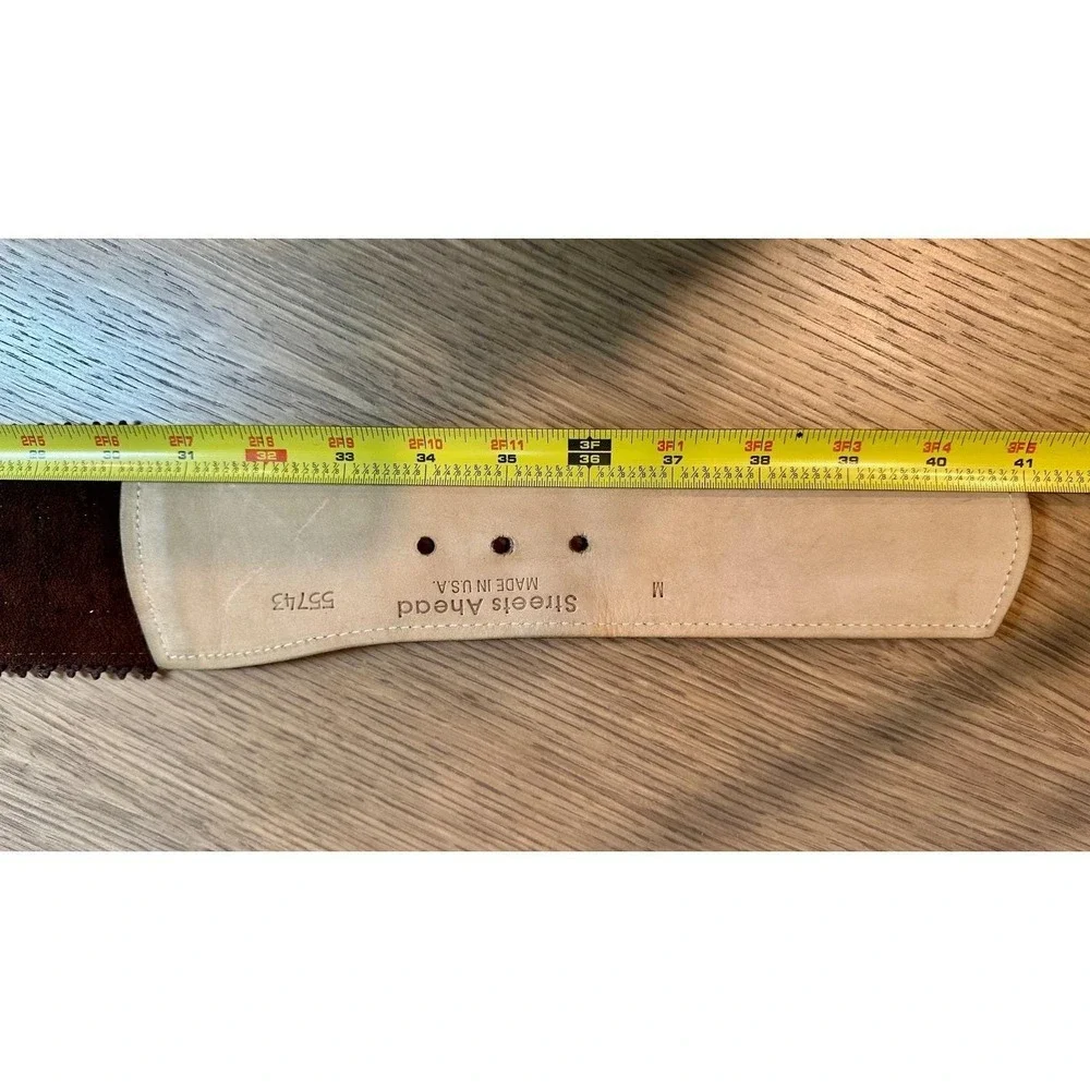 Vintage Streets Ahead Leather Belt Wide Cutout Studded USA Boho M